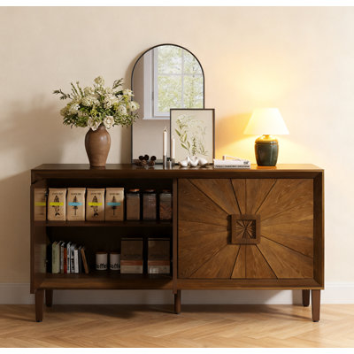 Credenza - Symmetrical Sunburst Door Design Storage Cabinet