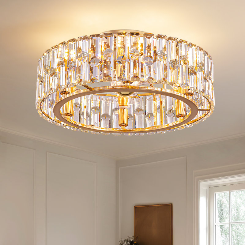 Zanai 19.7'' Low Profile Dimmable Crystal Ceiling Fan With Light Kits