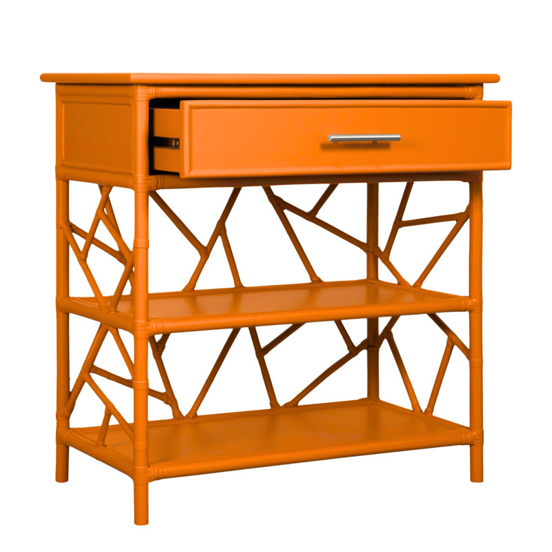 End Table with Storage, Citrus Orange