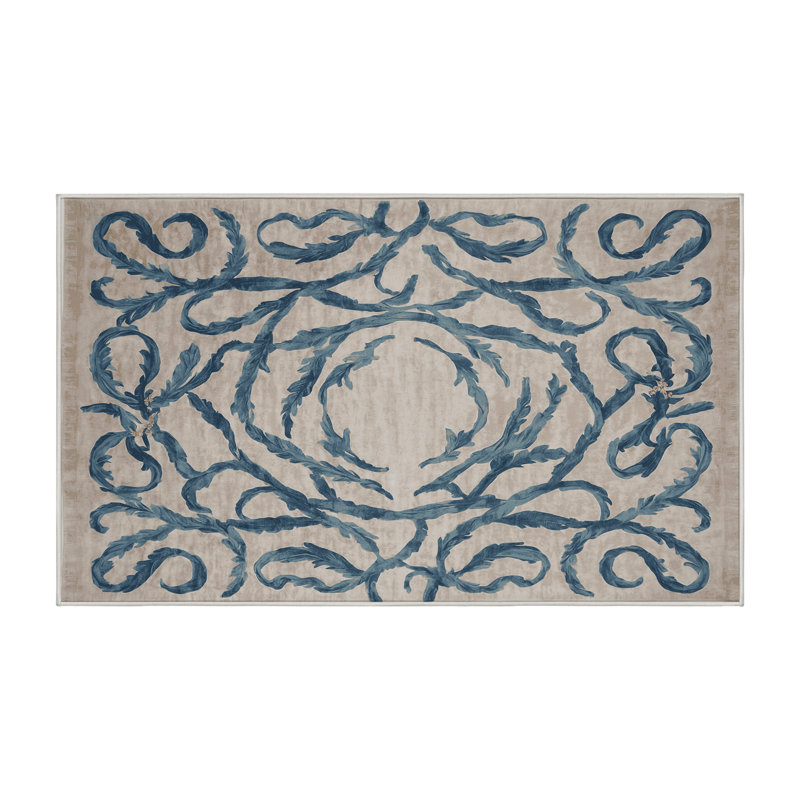 Machine Washable Beige Area Rug, Rectangle 5' x 7'