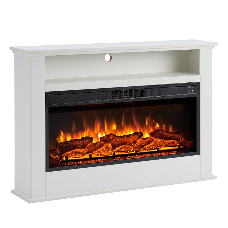 FLAMEKO 41" Electric Fire and Surround, Freestanding Suite, Sahara, 73cm H x 105.5cm W x 23cm D, White