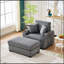 Chaise longue surdimensionnée avec repose-pieds et rangement, revêtement en velours côtelé confortable, porte-gobelet, support pour téléphone portable, port USB, fonction d'inclinaison-1275222998