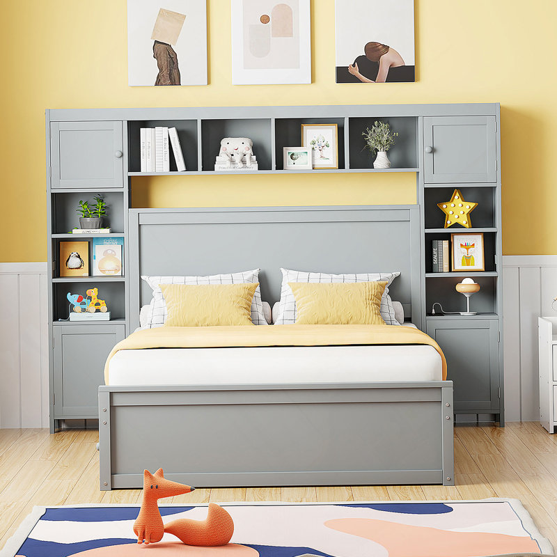 All-In-One Bed With Integrated Cabinet, Shelf And Sockets, Offering Ample Storage And Convenient Charging For A Comfortable Sleep