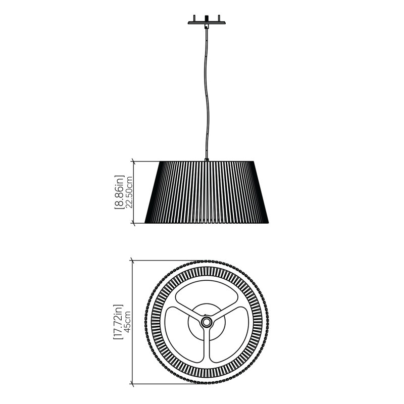 Living Hinges 1 - Light Pendant, 8.86" H x 17.72" W x 17.72" D, Teak