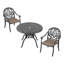 Ensemble de 3 meubles de patio en aluminium coulé avec coussins bruns