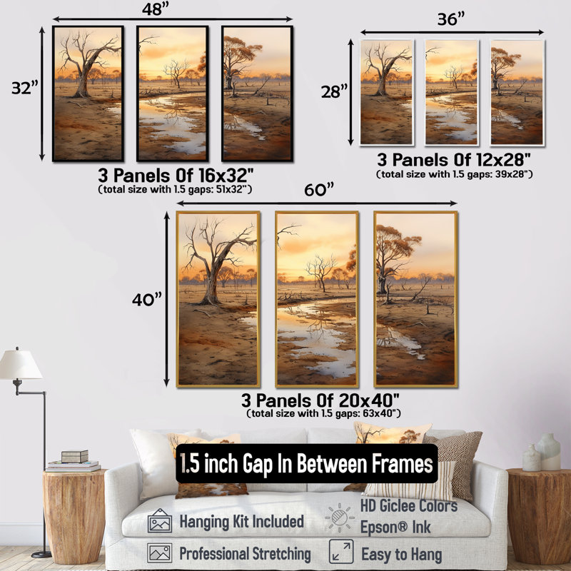 Paysage australien australien VI - Australie, art mural, Cadre flottant blanc, H 28 po x l 36 po x P 1 po
