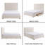 Lit plateforme moderne capitonné en velours avec tête de lit extra-haute et tiroirs de rangement, King, crème-1247992384-1247992386