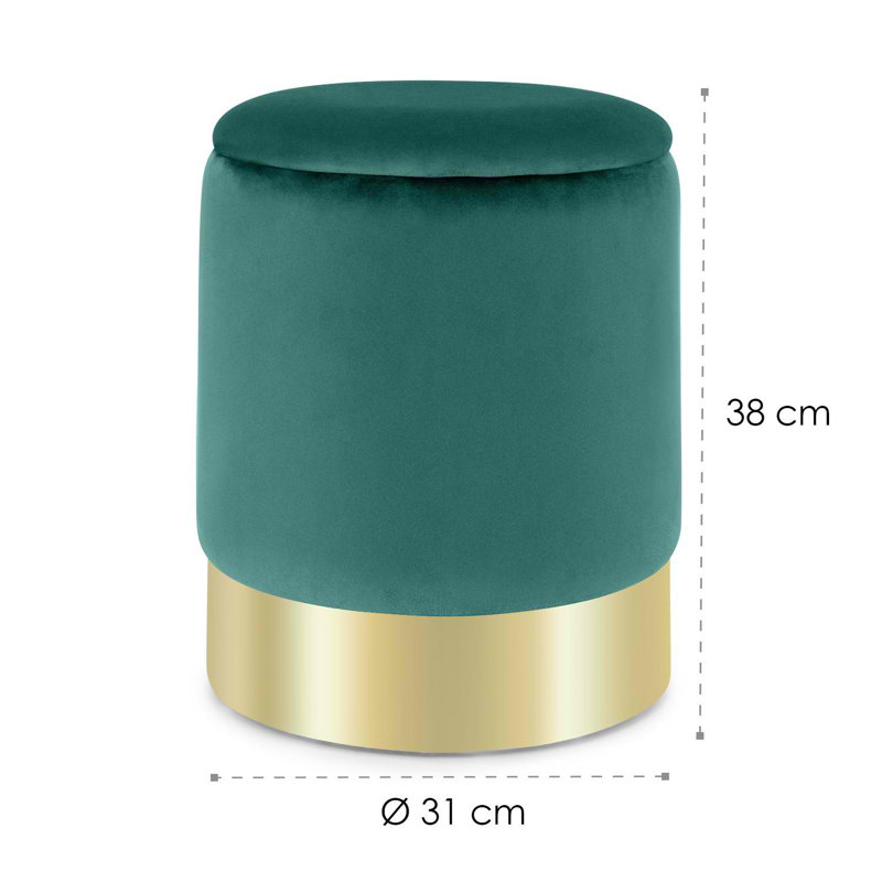 Gigi 31cm Wide Round Solid Colour Pouffe Ottoman, Green