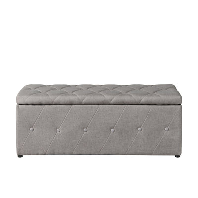 1 Piece Rectangular Storage Ottoman Fabric Linen With 2 Set Ottomans (Beige)