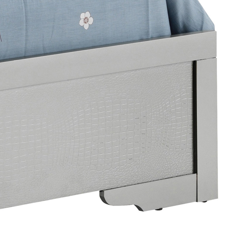 Vegan Leather Standard Bed, Silver Champagne, Twin
