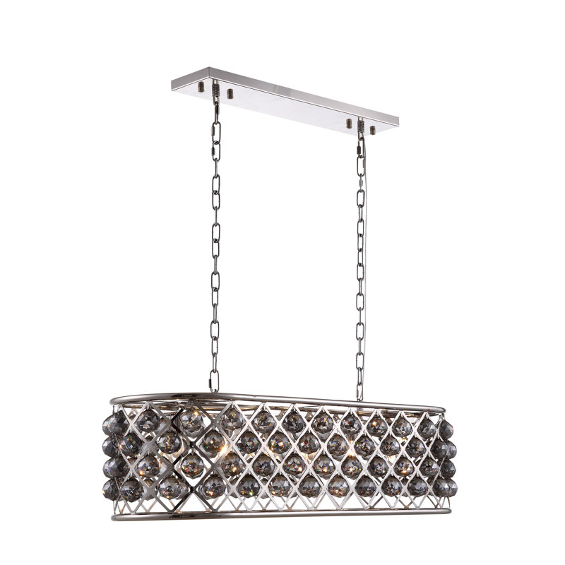 Swinney 6 - Light Kitchen Island Pendant, Gray, Silver Grey, Polished Nickel