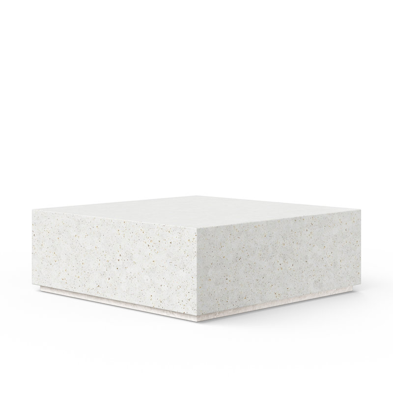 Mixx Bloc Coffee Table, 16.5" H x 47.25" W x 47.25" D, Ivory Terrazzo