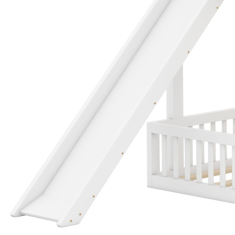 Structure de lit superposé avec glissade et échelle intégrée Wood House, Blanc