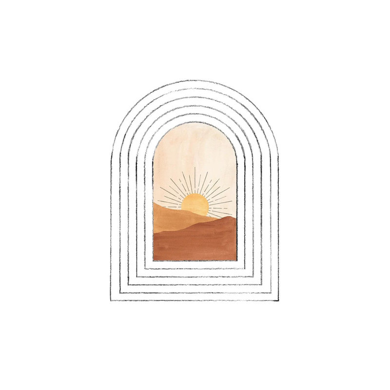 Mid Century Arch And Landscape by Whales Way - Painting on Canvas, 101.6cm H x 66.04cm W x 3.81cm D, Wrapped Canvas