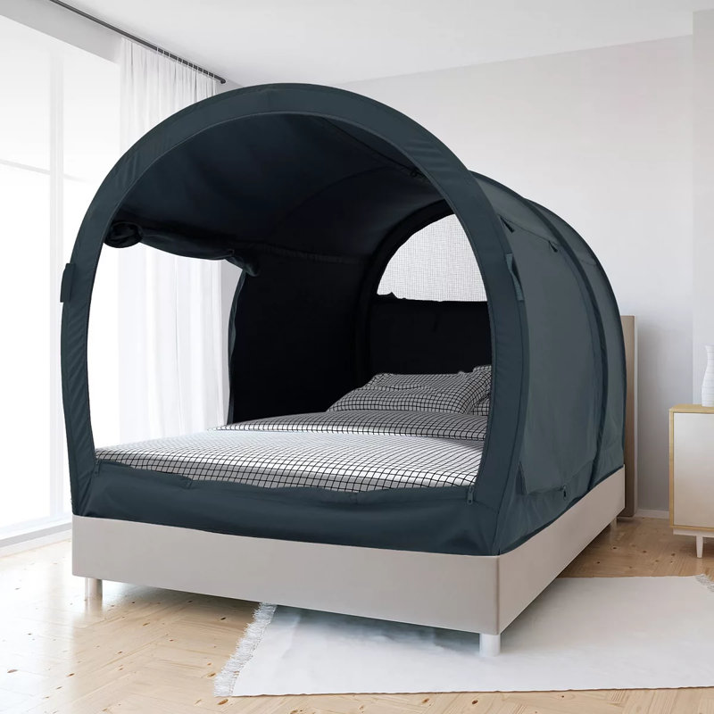 Charcoal Queen Size Polyester Pop-Up Privacy Bed Tent