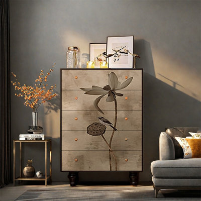 Armoire à cinq tiroirs avec cadre en pin massif