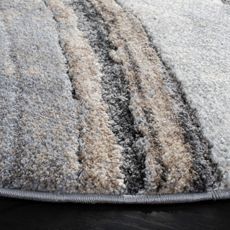 Makenna Abstract Ivory/Grey/Tan Area Rug, Rectangle 4'5" x 6'5"