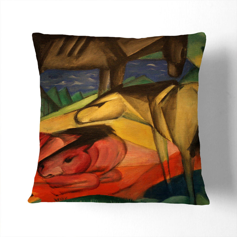 Three Horses Scatter Cushion with Filling, 40cm H x 40cm W x 15cm D, White