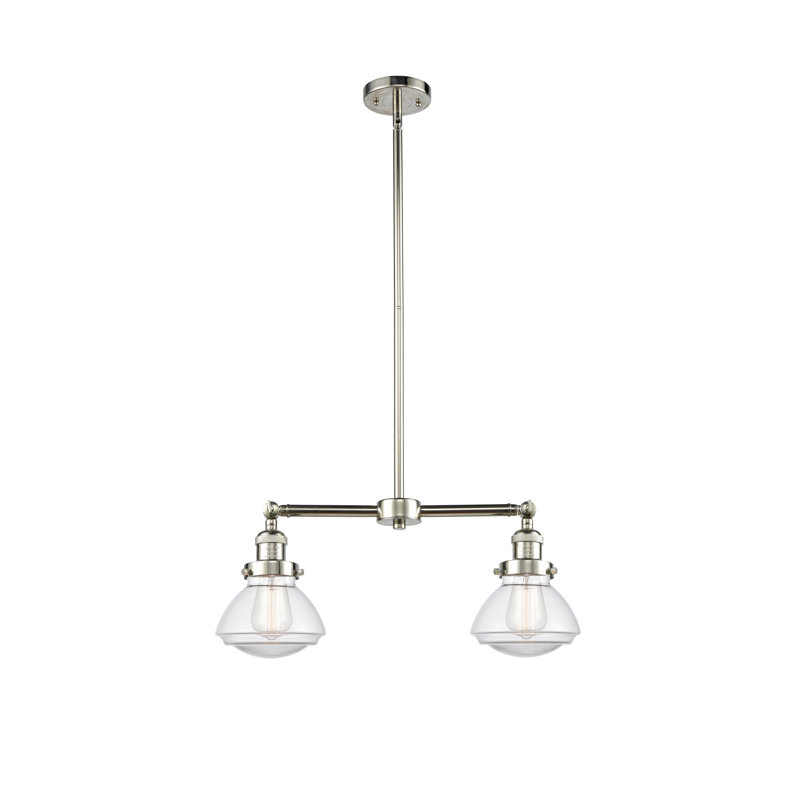 Luminaire suspendu linéaire à 2 lumières pour îlot de cuisine Chesterville, Transparent, Nickel poli