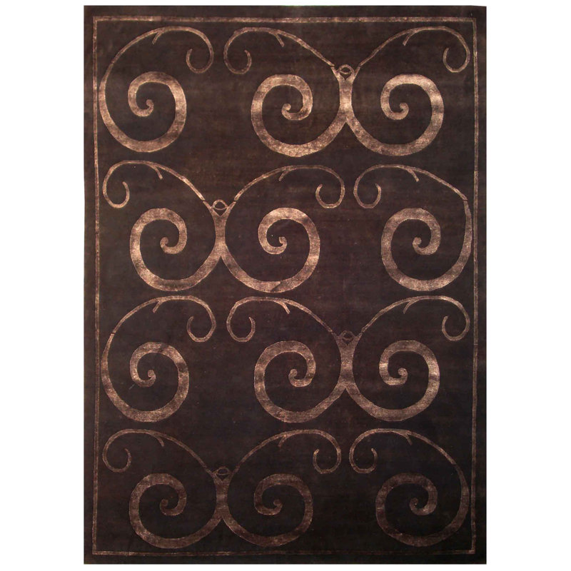 Metro-Velvet Geometric Area Rug in Brown/Gray/Ivory, Rectangle 8'6" x 10'6"