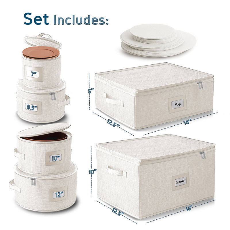 Ensemble de rangement pour vaisselle 6 pièces, Beige