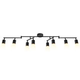 LED 8 Light Track Lighting Kit, Black 8 Way Ceiling Spot Lighting, GU10 Bulb Not Included