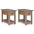 Monroe 14 Inch Solid Acacia Rustic Narrow Side Table In Rustic Natural Aged Brown (Set Of 2)