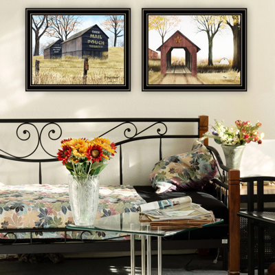 Stunning Living Room Wall Art: Transform With Barn & Buck County Bridge. 18" X 14", 5 Lb. Multicolor Wood + Paper Frame 2 Decor: Mail Pouch Print For Home. Black Framed Art Bedroom. Made In . Lb