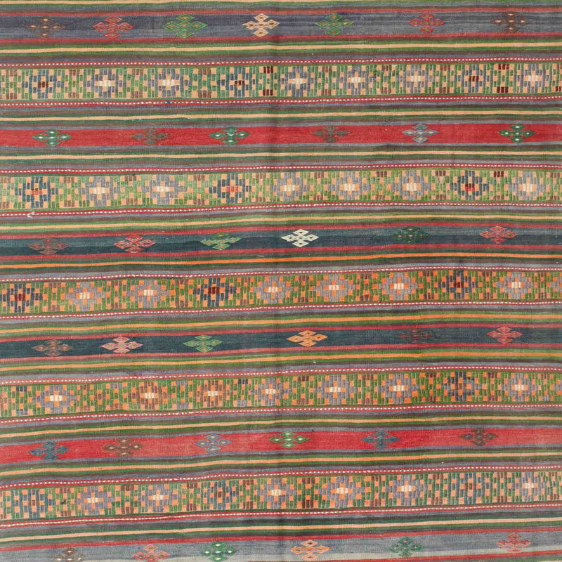 Tapis de zone brun/vert contemporain, Carré 4 pi