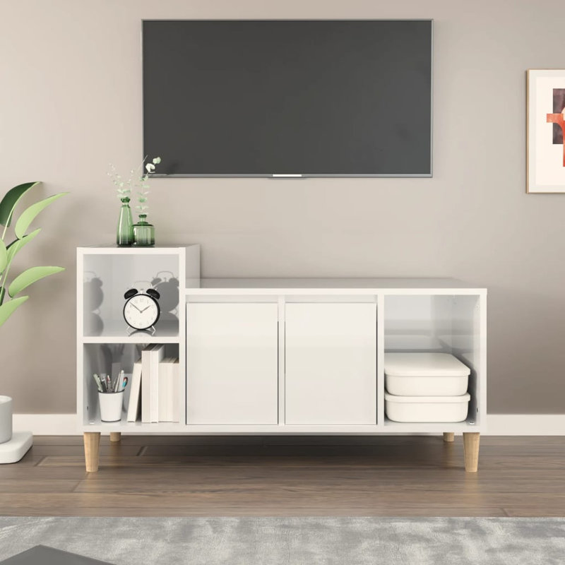 Unfinished TV Stand for TVs up to 40", Gloss White/Oak