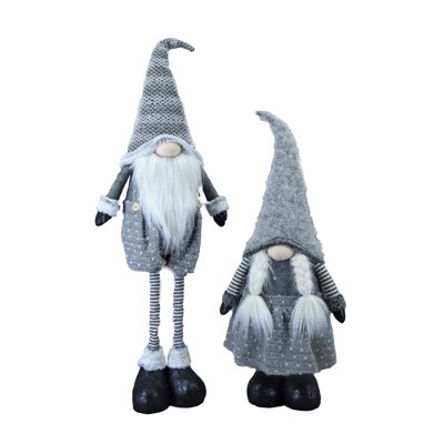 Gnome debout en tissu S / 2 10,5 x 6 x 39,5 po avec pieds télescopiques