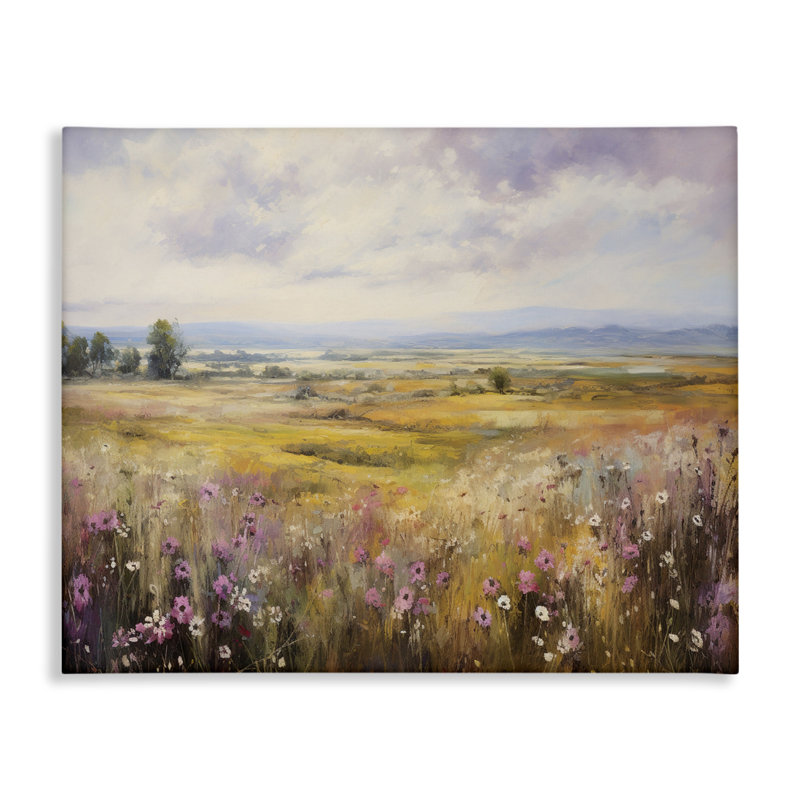 Vaste pré avec toile de fleurs subtiles, design par Franklyn Gregory, H 30 po x l 40 po