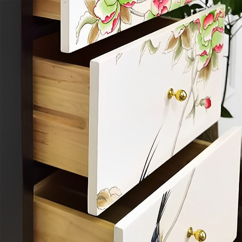 Hand-painted solid wood drawer high accent chest