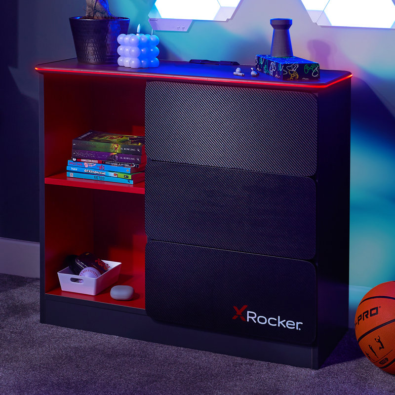 X Rocker Carbon-Tek Chest Of 3 Drawers With LED Lights