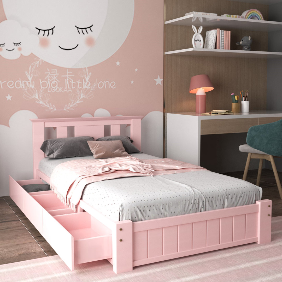 Storage Wooden Bed with 3 Drawers