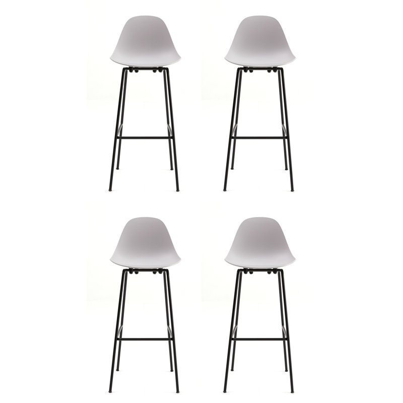 Tabouret de comptoir TA - Noir - Base noire, Gris froid, Tabouret de bar (siège d'une hauteur de 29,5 po), Noir
