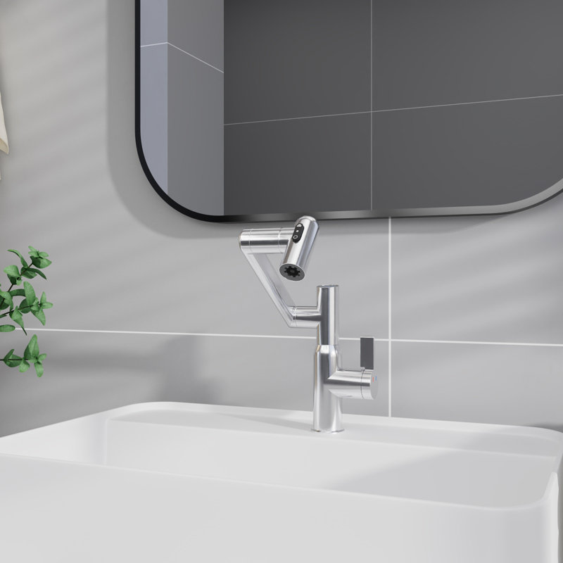 Robinet de lavabo de salle de bain avec fonction de jet et affichage de la température pour interrupteur antidérapant et rotatif à 360 °