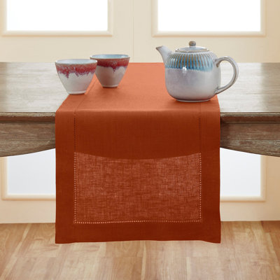 Cotton Linen Hemstitch Table Runner