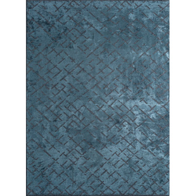 Rapture Teal Blue Abstract Luxury Area Rug
