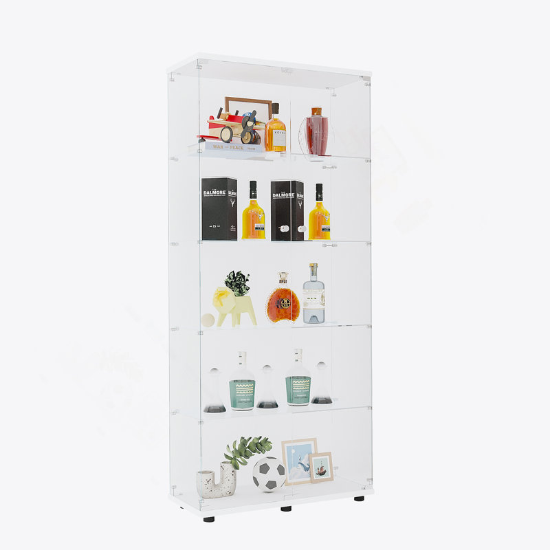 Vitrine à deux portes en verre avec cinq tablettes, idéale pour mettre en valeur des objets de collection et des biens dans n'importe quel espace