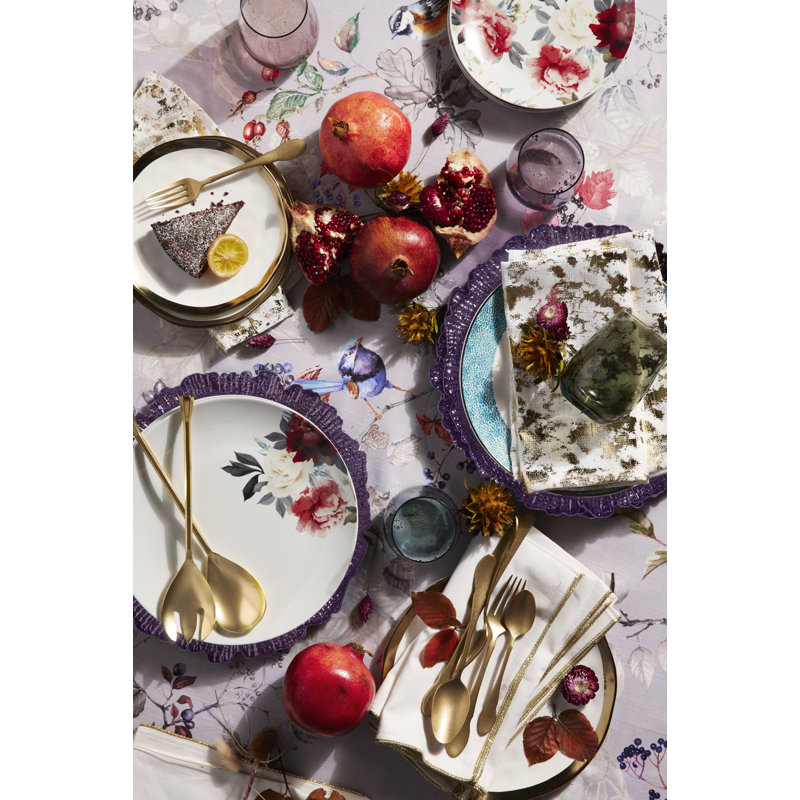 Gold Foil Print Fabric Napkins, Set of 4