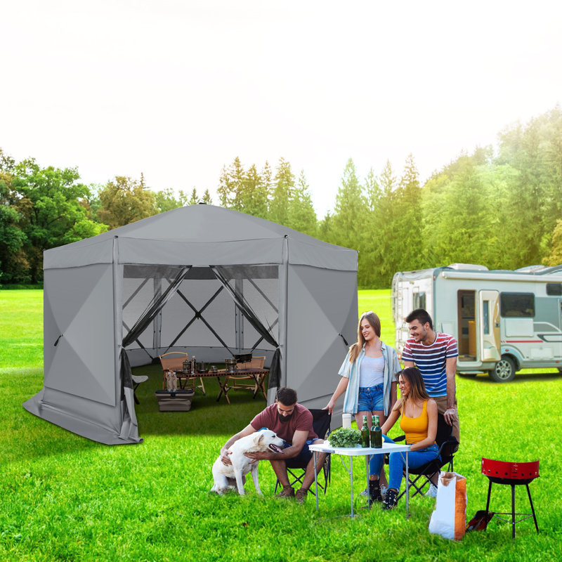 15x15 Screen Room with Mosquito Netting, Hub Tent Instant Screened Canopy, Grey