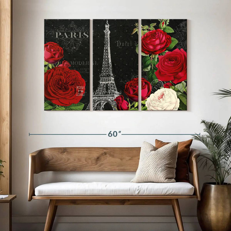 Lilie rouge Paris I noir, H 32 po x l 50 po