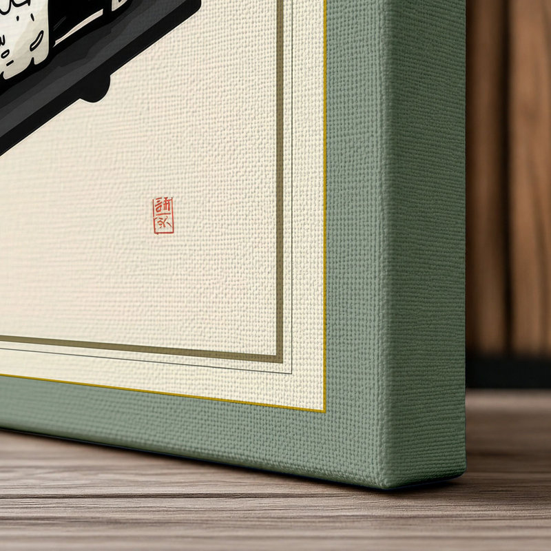 Sushi Under Sun Japandi - Wrapped Canvas, 36x24 - 91.4 x 61.0 cm, Sage Border
