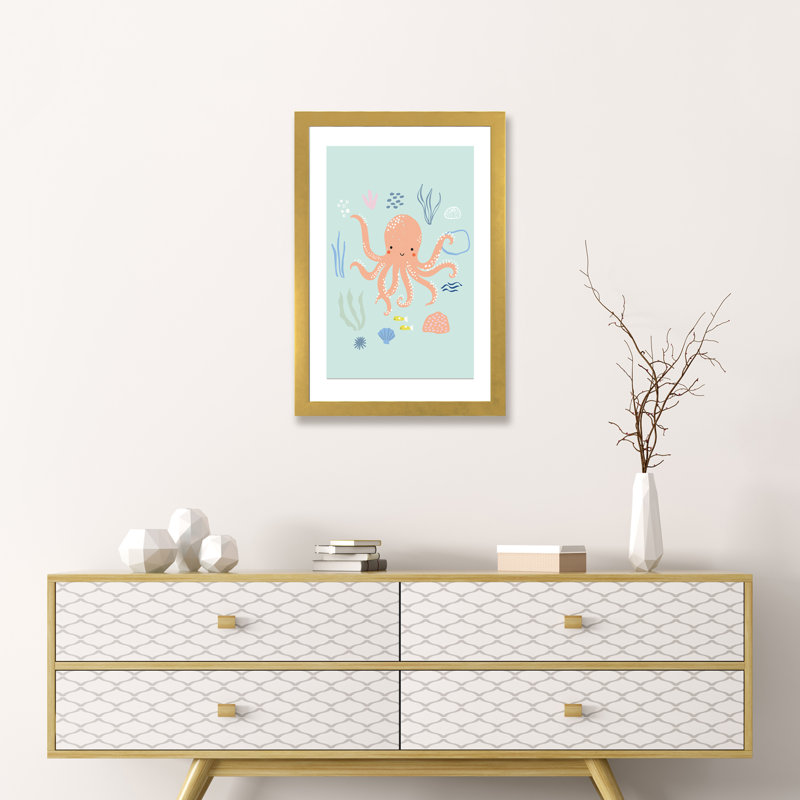 «Under the Sea I» par Caroline Alfreds - impression d'art graphique, Toile tendue, Pas de tapis, H 18 po x l 12 po x 1,5 po