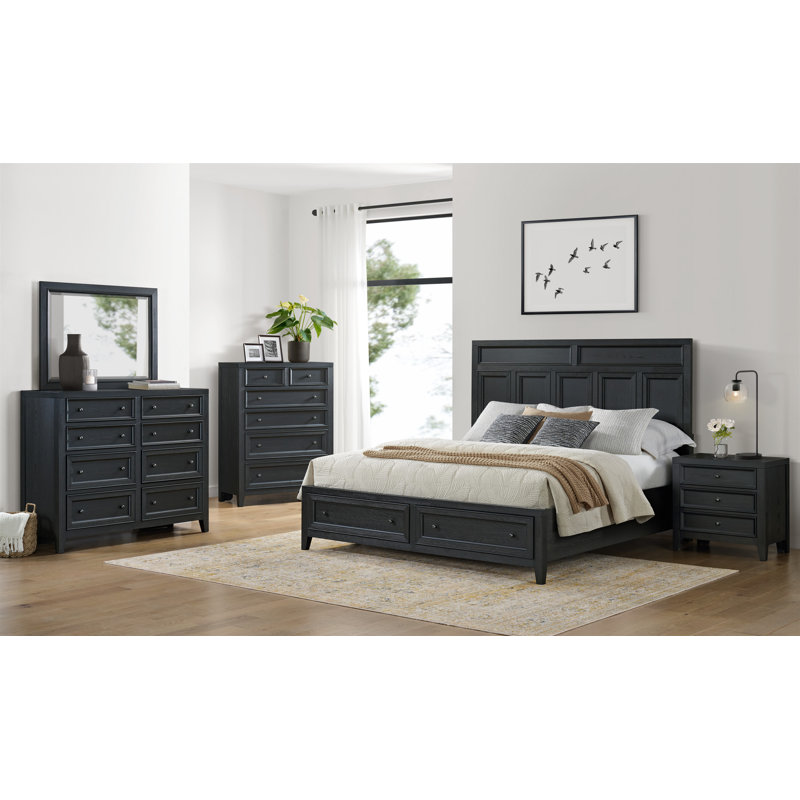 27" Wide 3-Drawer Nightstand with USB, Black