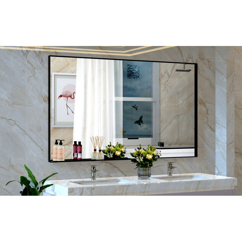 Miroir de salle de bain rectangulaire surdimensionné de 60 po x 40 po avec cadre noir