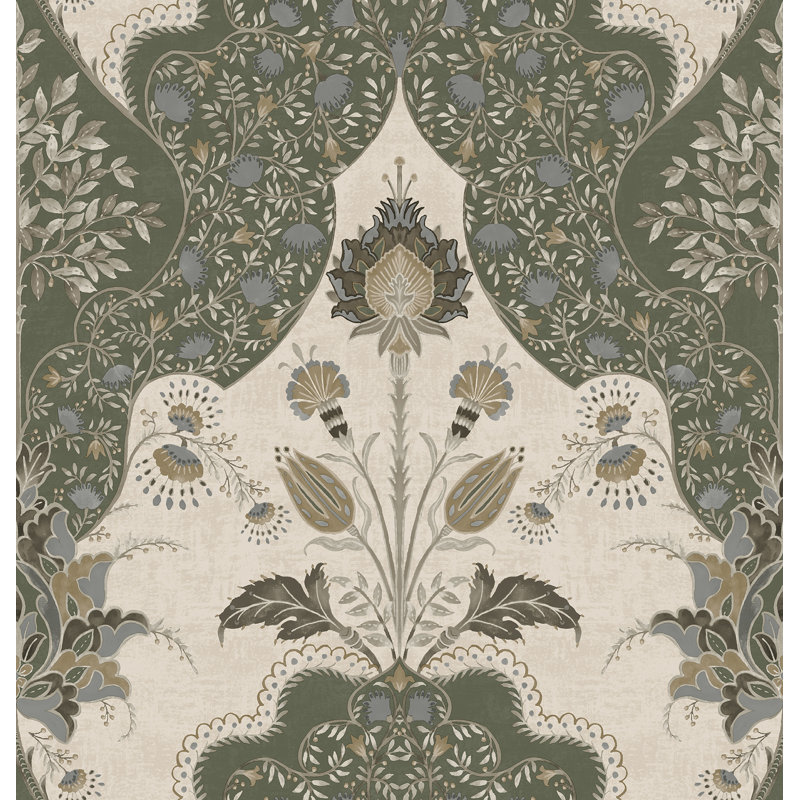 Auden Green Floral Grandeur Wallpaper, Green