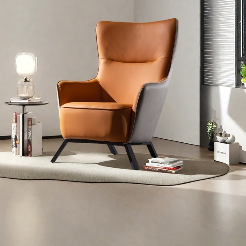 Minimalist sponge comfortable and casual chair, Orange/ Light Grey