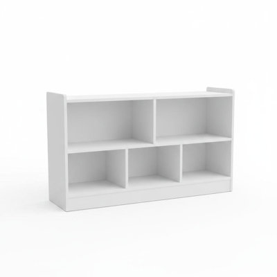 Bibliothèque ouverte spacieuse à 5 compartiments à 2 niveaux en bois, armoire de rangement pour jouets, assemblage individuel sans tracas, pour salle de jeux, chambre d'enfant et espace d'étude, blanc